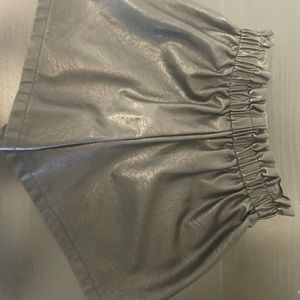 Black leather shorts with pockets